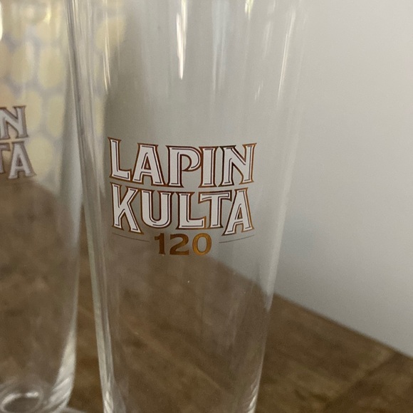 Finnish Lapin Kulta Brewery Commemorative Beer Flutes/Glasses (2) - Picture 2 of 5